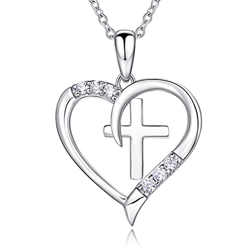 AM ANNIS MUNN Herzkette Kette Silber 925 Damen Kreuz Kette Halskette für Frauen Schmuck Damen Geschenk für Frauen Mama Geschenk
