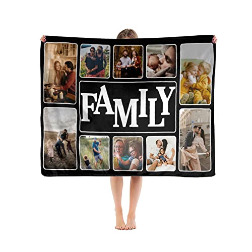 OTHERCRAZY Custom Family Blankets with Photos,Making Memories Souvenir Throw Blanket with Photos,Personalized Birthday Gift for Family