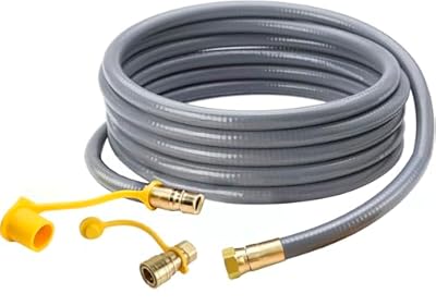 15FT 3/8" ID Natural Gas Hose, Low Pressure LPG Hose with Quick Connect, Propane to Natural Gas Conversion Kit for Weber, Char-Broil, Pizza Oven, Patio Heater and More NG Appliance