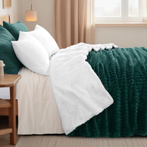 RUIKASI Sherpa Decke Warme Kuscheldecke Flauschige 220x240 cm Grün – Ansicht 4