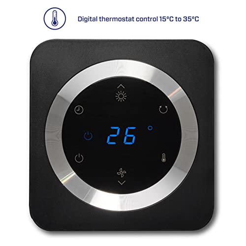 Clean Air Optima CA-904 - Design ventilatorkachel - Verwarmen en koelen - Verwarming: 1000/2000 Watt - Digitale thermostaat 15-35 °C - Oscillatie 80° - Stoffilter - Geschikt voor ruimtes tot 40m²/100 m³ (Zwart) - Afbeelding 5