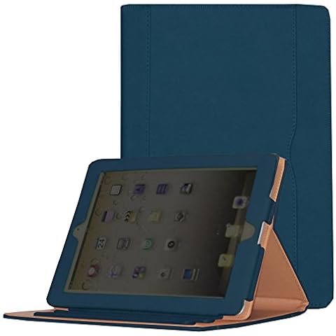 JYtrend Case for iPad 2/ iPad 3/ iPad 4, Multi-Angle Viewing Stand Leather Folio Smart Cover with Pocket, Auto Wake Sleep for iPad 2/3/4 A1395 A1396 A1397 A1403 A1416 A1430 A1458 A1459 A1460 (Navy) Cover