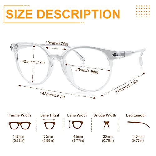 Craebuer Clear Glasses For Women Men, Retro Round Blue Light Blocking Reading Eyeglasses With Lightweight Frame, Anti Eyestrain Uv Glare Filter Eyewear #TOP5