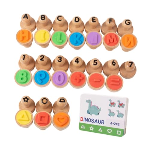 perfeclan Número de estampilla de número de Alfabeto de Madera 0-9 Matemáticas Aprendizaje de Tarjetas Flashcks ABC Sasmalteros de Juguetes educativos para