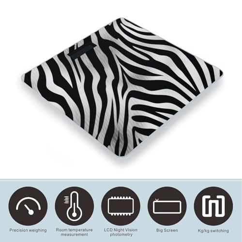 Báscula digital de baño con diseño cebra y sensor 400 lb miniatura 3