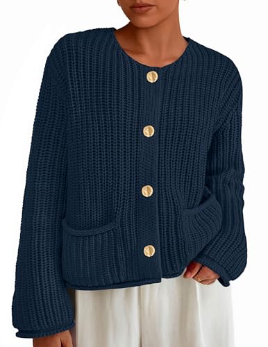 Image of PRETTYGARDEN Cardigan Sweaters for Women 2026 Trendy Oversized Knit Chunky Button Cardigans Fall Winter Outfits with Pockets