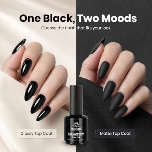 Image of Beetles Black Gel Polish, 15ml Soak-Off UV LED Audrey Black Gel Nail Polish for DIY Nails Art & Salon-Style Manicures