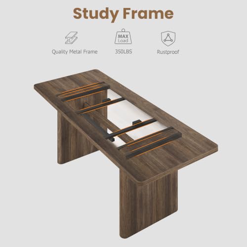 Image of GarveeHome Rectangular 63 inch-82.7 inch Extendable Dining Table with Round Corner | Spacious, Sturdy, Stable, Farmhouse, Scratch-Resistant, Durable, Easy to Assemble, Matches Any Chair Style, Sturdy Base