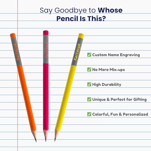 Image of 20 Piece Customized Name Pencil Set for Kids with Free Eraser & Sharpener, Custom Name HB Pencils for School, Writing, Birthday Gifts & Return Gifts