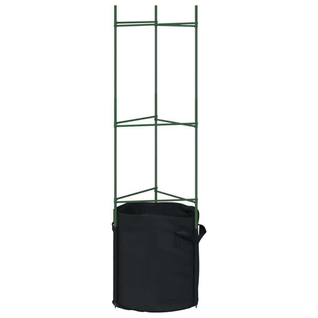 Tomatenstützen 8 Stück 116 cm Stahl beschichtet PE | Grün, 72 vertikale und 72 Querstangen, 8 schwarze Pflanzbeutel, verstellbar, für Tomaten, Gurken, Blumen
