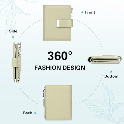 Image of Small Wallet Women RFID Blocking Soft Leather Card Holder Compact Ladies Wallet with Zipper Coin Pocket ID Window