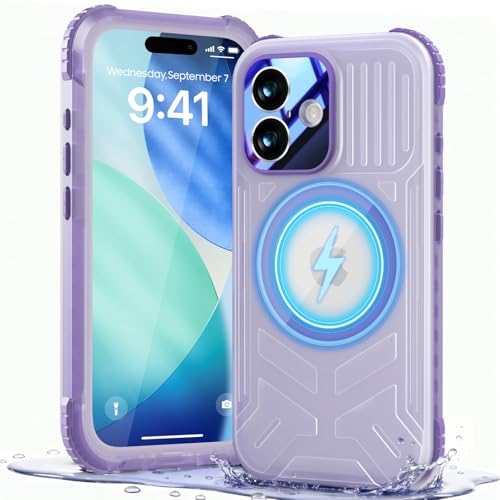 Funda iPhone 17 impermeable Beeasy evita roturas por caídas y agua morada