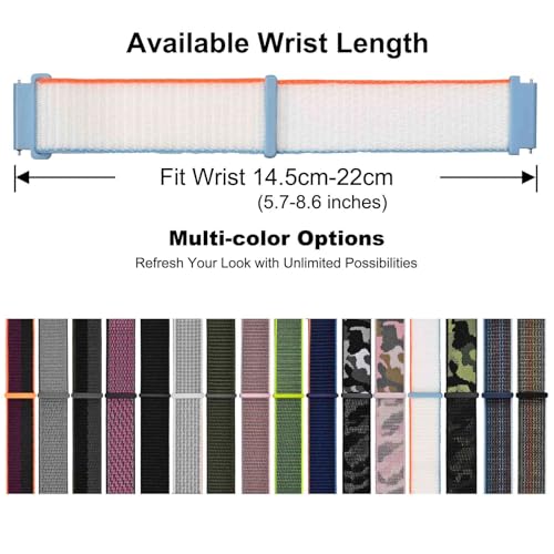 Image of WOCCI Adjustable Nylon Sport Watch Bands with Hook and Loop Fastener, Quick Release Watch Straps for Men and Women, Band Width 18mm 20mm 22mm