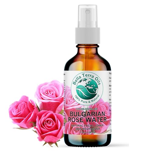 Bella Terra Oils - Natural Rose Water Mist 4 oz - Capture the Bulgarian Rose Essence, Perfect as a Gentle Rosewater Face Mist, Free from Synthetics