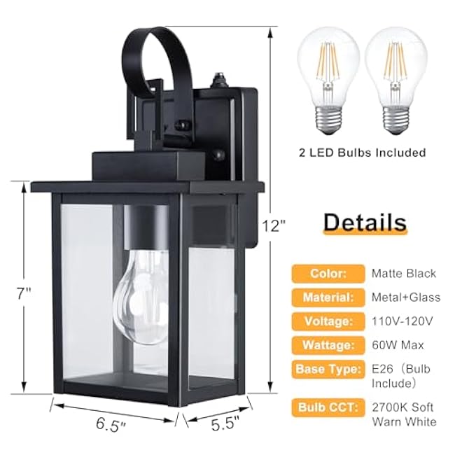 Outdoor Lighting Modern Exterior Wall Sconce Matte Black Wall Lantern Light Outdoor Wall Light Fixture