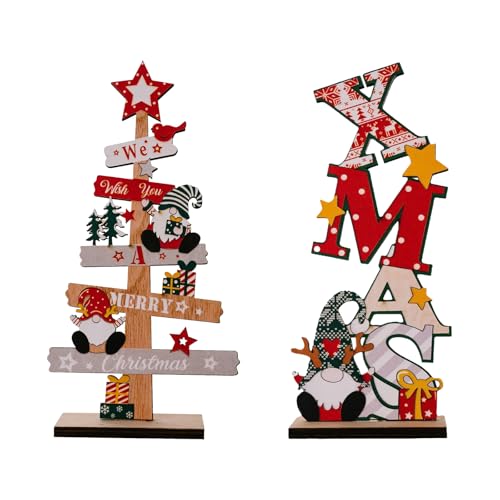 2 pezzi espositori decorativi per Natale, in legno, decorazione da