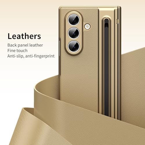 Coque de téléphone compatible avec Samsung Galaxy Z Fold 7 dorée rigide - 3