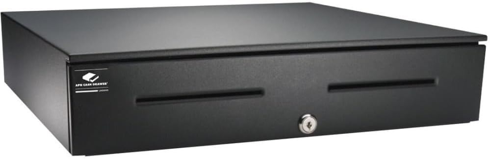 APG Heavy Duty 18" Point of Sale Cash Drawer | Series 4000 JB320-BL1816-C | MultiPRO 320 Interface | Printer Driven | Plastic Till with 5 Bill / 5 Coin Compartments | Black