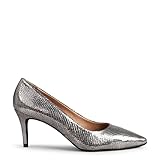  Stiletto Sauvage - Zapatos de tacón de Aguja con Textura de Serpiente Metalizado Plata, EU 38