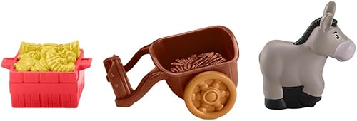 Miniatura 3 de Piezas de repuesto para el juego de pesebre Fisher-Price Little People - HMX70  Carrito marrón tirando de burro gris con cesta de comida, funciona