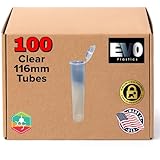 100 Pack 116mm Tubes Clear - USA Made Plastic Pop Top Tubes - Waterproof, Child-Resistant Certified Squeeze Cap Opening (100 Qty.)
