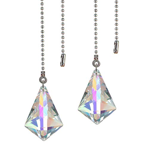 Image of 2 PCS Crystal AB Coating Ceiling Fan Pull Chain Extender Prisms Drop Gifts