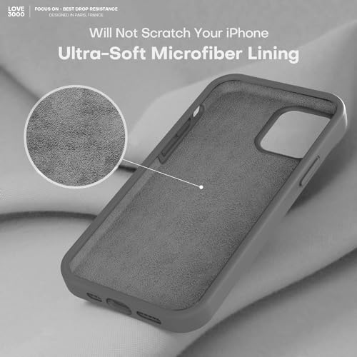 Image of LOVE 3000 Compatible with iPhone 12 Pro Max Phone Case | Thickening 2.1 MM Liquid Silicone | Anti-Scratch Microfiber Lining | Full-Body Duty Heavy Protection Case for Men, Dark Grey