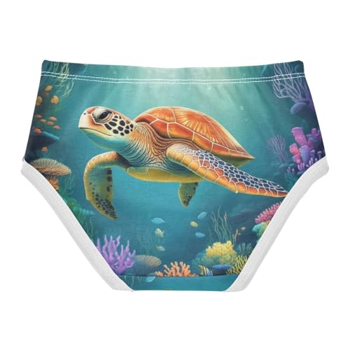 Underwater Ocean Scene Sea Turtle Panties for Girl Girls Underwear Toddlers Cotton Fun Briefs Girls Undies 2t2