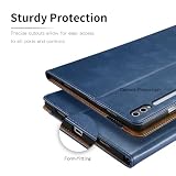 CASAFUNY Etui do Samsung Galaxy Tab S10 Plus/ S9 Plus 12,4 cala, skóra poliuretanowa, magnetyczne etui ochronne z uchwytem S Pen z przegródkami na dokumenty do Galaxy Tab S10 Plus/ S9 Plus, niebieskie