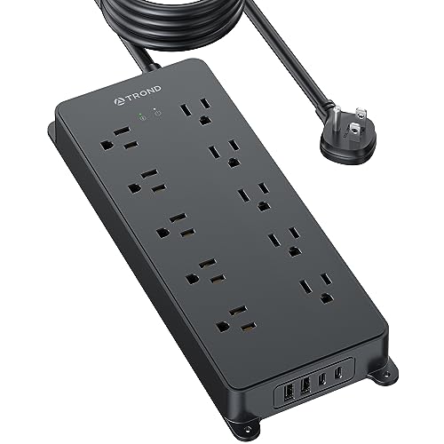 Image of TROND Power Strip Surge Protector, Flat Plug 15ft, 4000J, ETL Listed