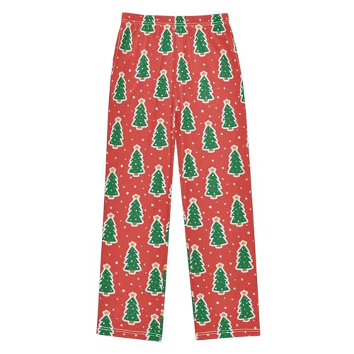 ZZXXB Christmas Trees Boys Long Pants Soft Trousers Elastic Waist Kids Lounge Bottoms with Pockets S-XL