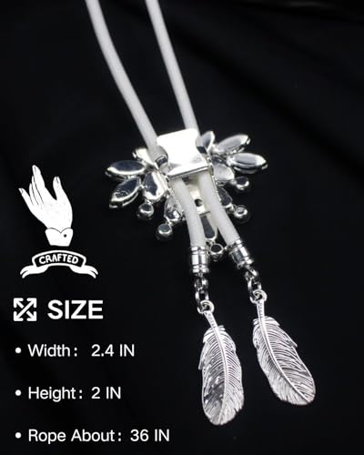 Image of PEARLY JUN Bolo Tie for Men Women Rhinestone Bling Western Cowboy Brown Leather Country Style String Wear Shirt Vest