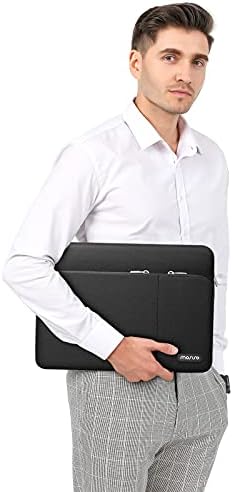 MOSISO 360 Protective Laptop Sleeve Compatible with MacBook Air/Pro,13-13.3 inch Notebook,Compatible with MacBook Pro 14 2023-2021 A2779 M2 A2442 M1, Polyester Bag with 2 Front Separate Pockets, Black
