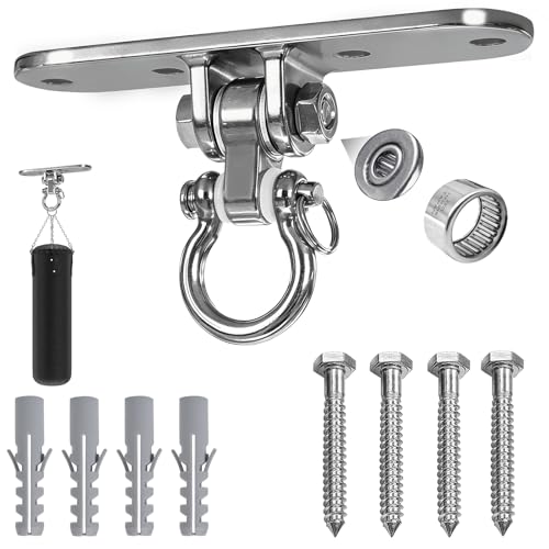 ZoeZure Heavy Duty Punching Bag Hanger, 304 Stainless Steel Wall Ceiling Mount Hook, 180° Swing Hanger for Hammock Chair, Yoga Swing, Body Weight Strength Training