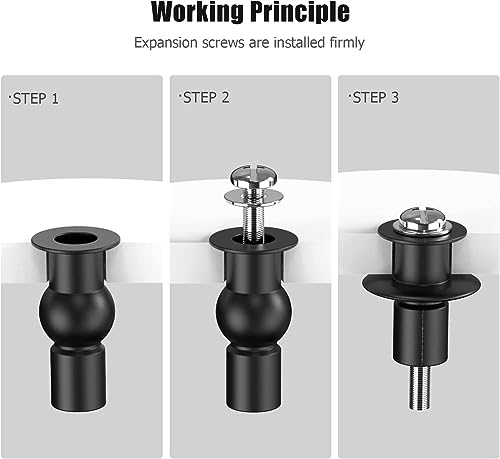 Image of MHS Hydraulic Soft Closing Toilet Seat Cover Fixing Screws | Universal Top Mount Hinges Screws & Blind Hole Nuts | SS 304 Brass Rubber Anti-Rust Fittings (1 Pair, EPDM Rubber Fitting Regular)