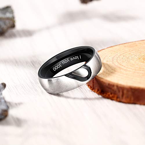 Personalized Couples Promise Ring Set for Him and Her Free Engraving Stainless Steel Engagement Wedding Rings Band Set for Men and Women Valentines Day Jewelry (Black(men,1pc))4