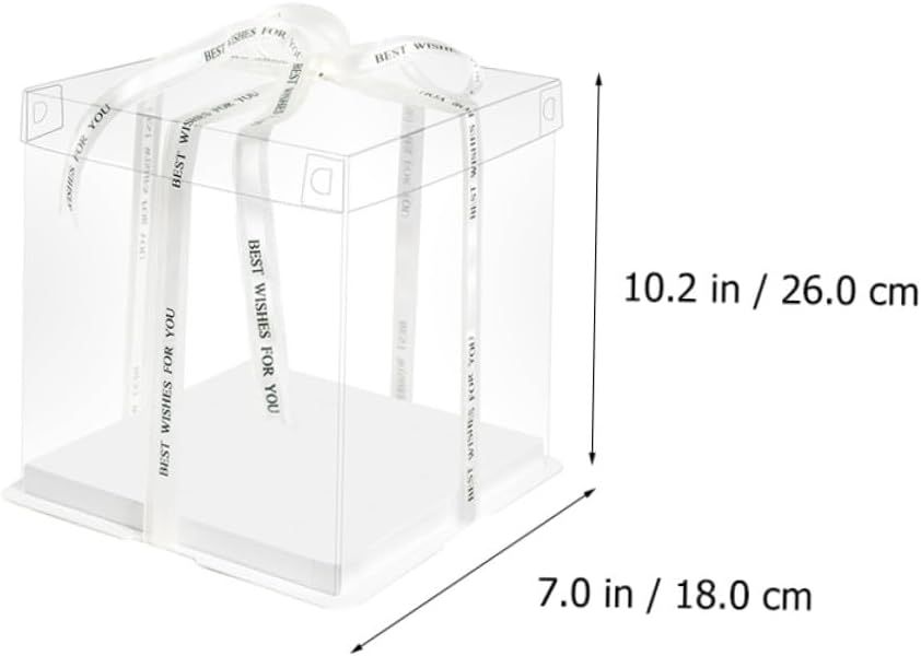 SUPVOX 5pcs 8-inch Square Cake Boxes Food Packaging Containers with Lid, Tall Single-layer Cake Storage Case for Birthday and Party Baking Packing