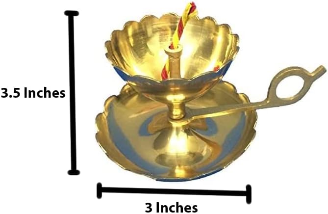 Miniatura 2 de Latón Aarti & Diya en uno con llama apoyada