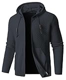 Zaitun Men's Full Zip Up Hooded Cardigan Sweater with Pockets Gunmetal Grey