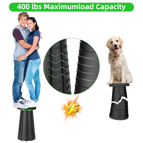 Image of Qiguet Collapsible Stool, Folding Chair - Upgraded Portable Chair with Load Capacity 400lbs, Portable Stool for Camping Fishing Hiking - Folding Stool with Carrying Straps,Gifts for Fisherman (Green)