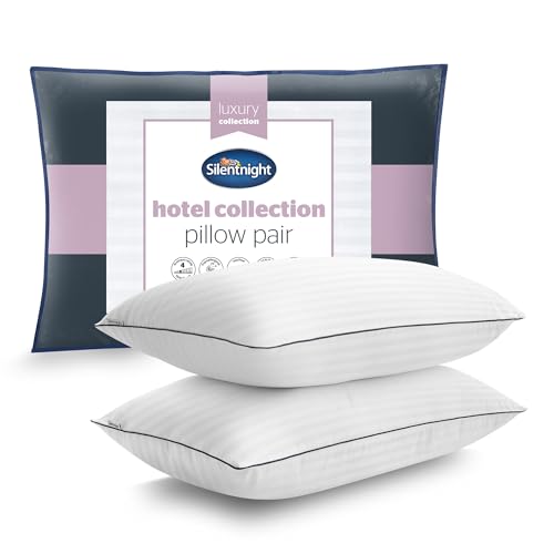 Silentnight Luxury Hotel Collection Piped Pillows 2 Pack - Hotel Quality Stylish Pillow Soft Medium Support Back & Side Sleepers Filled with Finest Fibres - Hypoallergenic Machine Washable - Pack of 2