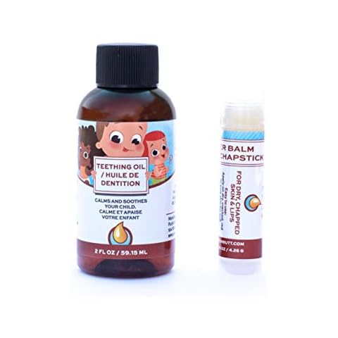 Punkin Butt Baby Teething Oil and Weather Lip Balm Bundle for Sore Gum Relief and Chapped Lips | All Natural, Organic, Safe for Infants, Chemical-Free | 2 Oz Oil Cover