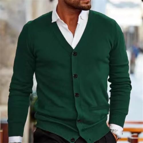 Men Cotton Sweater Cardigan Casual Solid Long Sleeve Knitted Slim V-Neck Sweater3