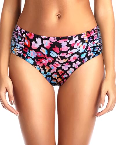 Image of Tempt Me Women Bikini Bottoms Mid Waist Bathing Suit Swimsuit Ruched Swim Bottom