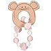 Produktbild LÄSSIG Baby Greifling Beißring Beißhilfe Holz Silikon schadstoffgeprüft Spielen Anfassen Motorik Zahnen/ Teether Band, Little Chums Mouse, rosa
