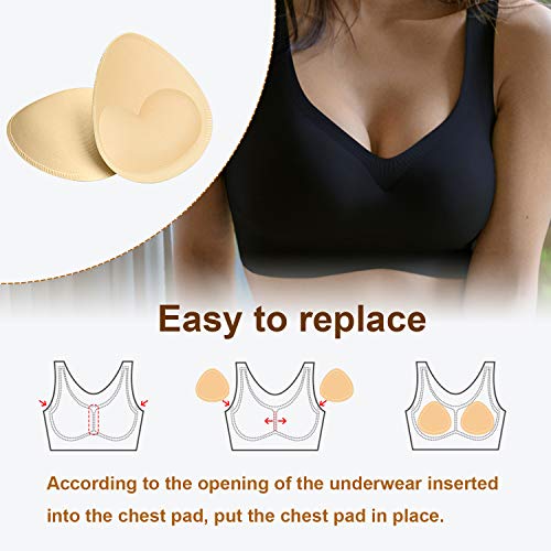 URSMART Bra Pad Inserts, Inserts Bra Cups Replacement Bra Pads Women's Comfy Sports Cups for Sport Bra Bikini Bra4