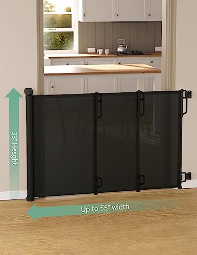 Momcozy Automatischer Verriegelung Treppenschutzgitter Ausziehbar für Baby, Haustier Türschutzgitter, Kinderschutzgitter, Einhändig Öffnen,0-140 cm, Geeignet für Treppen/Türen/Innen & Außen