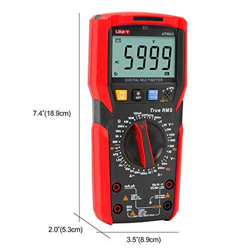 Image of UNI-T Digital Multi Meter UT89XD 6000 Counts True RMS Sine Wave Measurement LED Test Auto Range AC DC Voltage Current Resistance Capacitance Frequency Duty Cycle Diode Continuity hFE Dual Range NCV