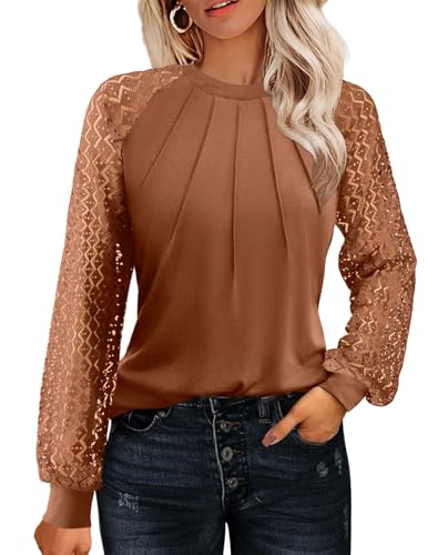Image of HOTOUCH Women's Lace Long Sleeve Spring Dressy Casual Business Work Trendy Shirts
