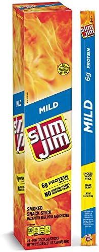Slim Jim Giant Smoked Meat Sticks, Mild Flavor, Keto Friendly, 0.97 Oz. 24-Count